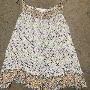 Jane and Delancey Floral Tank Top - White, Yellow, Red, Black